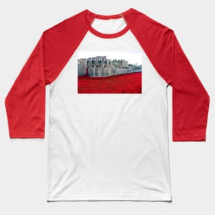 Tower of London Red Poppy Poppies UK Baseball T-Shirt